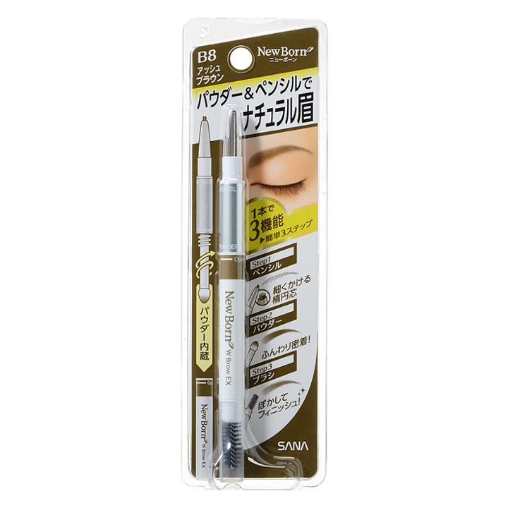 Sana - New Born W Brow Ex 3 In 1 Eyebrow Pencil (#b8 Ash Brown) 1 Pc