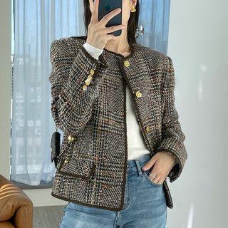 Plaid Button-up Jacket / Button-up Vest