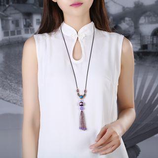 Cloisonne Tassel Pendant Necklace As Shown In Figure - One Size