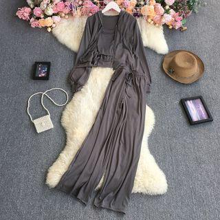 Set: Zip Hoodie + Bandeau + Wide Leg Pants