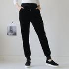 Drawcord Velour Jogger Pants Black - One Size