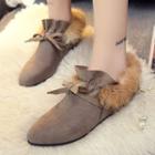 Pointed Furry Trim Ankle Boots