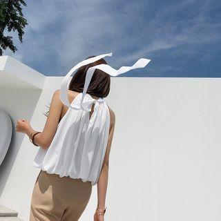 Strappy Halter Blouson Crepe Top