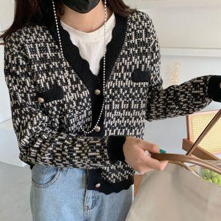 Wavy Edge Two-tone Cardigan