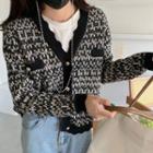 Wavy Edge Two-tone Cardigan