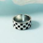Checker Alloy Open Ring Black & White - One Size