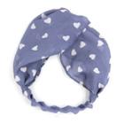Heart Print Criss Cross Headband Hair Tie - Heart - Blue - One Size