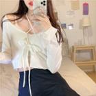 Tie-front Cropped Cardigan / Lace Camisole