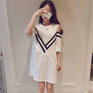 Shoulder Elbow-sleeve A-line Dress
