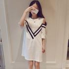 Shoulder Elbow-sleeve A-line Dress