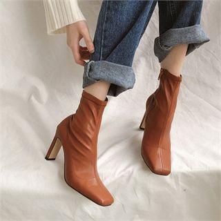 Square-toe High-heel Booties