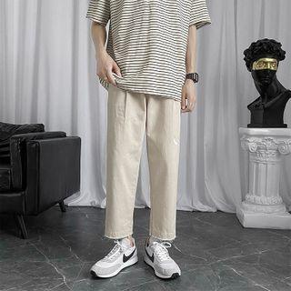 Cropped Embroidered Straight-fit Pants