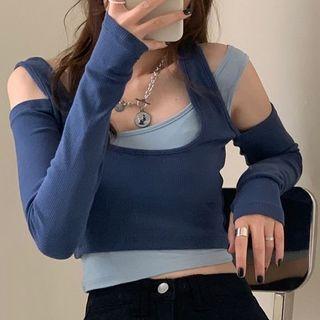 Color Block Mock Two-piece T-shirt