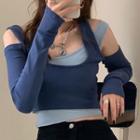 Color Block Mock Two-piece T-shirt