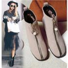 Block Heel Front-zip Ankle Boots
