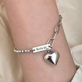Heart Pendant Alloy Bracelet / Anklet