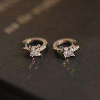 Square Rhinestone Alloy Hoop Earring