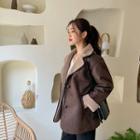 Clover-lapel Faux-shearling Jacket
