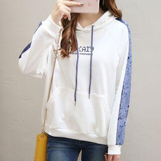 Floral Panel Lettering Hoodie