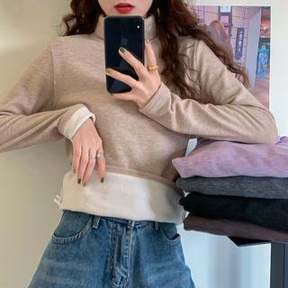 Long-sleeve Turtleneck Fleece T-shirt