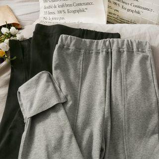 Slit-hem Plain Leggings