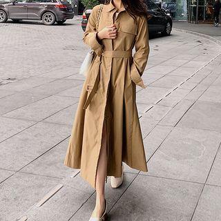Tie-waist Midi Trench Jacket