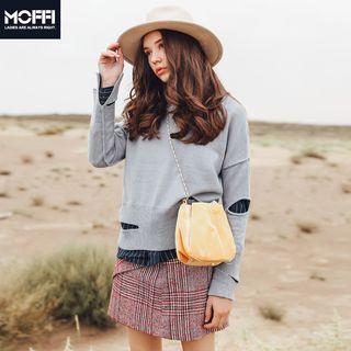 Long-sleeve Ripped Knit Top