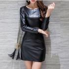 Faux-leather Minidress
