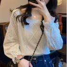 Long-sleeve Eyelet Lace Knit Panel Top