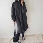 Balloon-sleeve Midi Sweatshirt Dress
