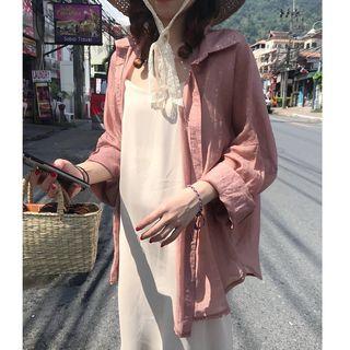 V-neck Midi Spaghetti Strap Dress / Plain Shirt