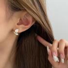 Butterfly Ear Stud 1 Pair - Butterfly - Gold Trim - White - One Size