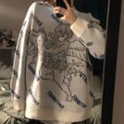 Graphic Lettering Sweater White - One Size