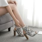 Python Print Cut-out Chunky-heel Lace-up Ankle Boots