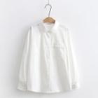 Long Sleeve Pocket Front Shirt White - One Size