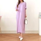 Colored Batwing-sleeve Maxi Dress