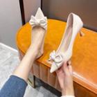 Pointy-toe Bow Kitten Heel Pumps