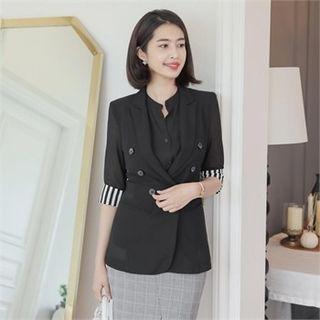 Sheer-sleeve Double-breasted Jacket