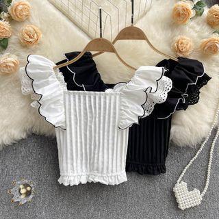 Ruffle Sleeves Crop Top