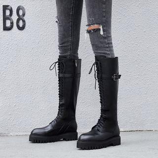 Platform Lace-up Mid-calf Boots / Platform Lace-up Knee-high Boots