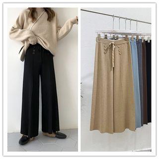 Knit Drawstring Wide-leg Pants