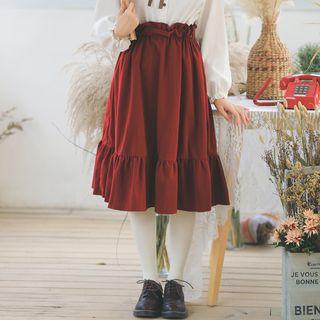 Plain Ruffled Trim A-line Skirt
