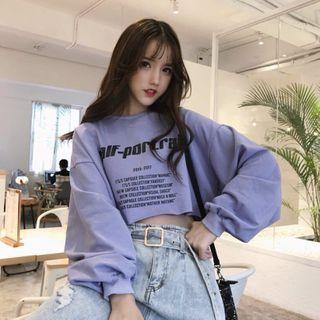 Puff-sleeve Letter Print Sweatshirt