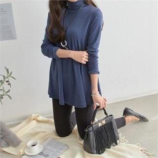 High-neck Brushed-fleece Lined A-line Top