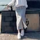 Slit-hem Long H-line Skirt