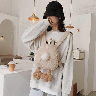 Cartoon Fleece Backpack Khaki - One Size