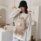 Cartoon Fleece Backpack Khaki - One Size