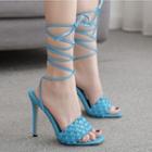 Woven Tie-ankle Stiletto Sandals