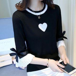 Heart 3/4-sleeve Sweater