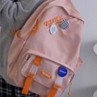 Lettering Checkered Backpack / Badge / Bag Charm / Set